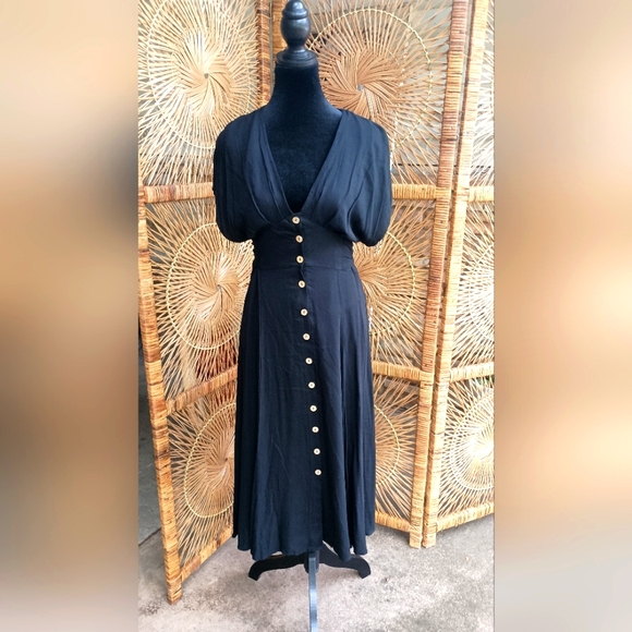 NWT Miss Me Elegant Black Button-Down Dress_Med - Picture 2 of 7